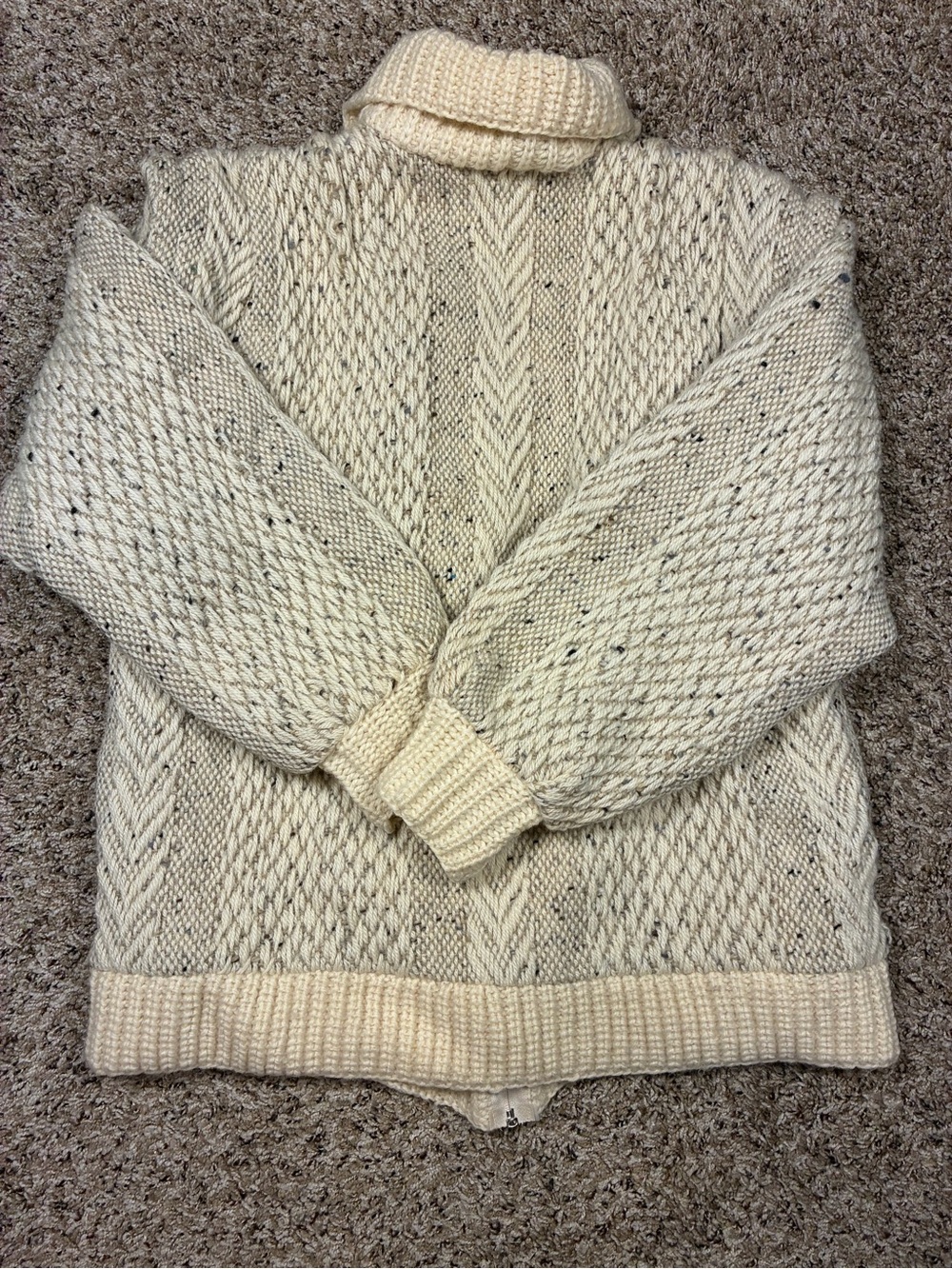 VTG Branigan Weavers Ireland Chunky Wool Woven Zip Up Sweater Jacket - Picture 9 of 12